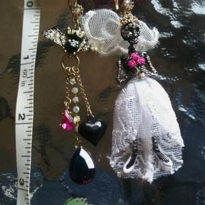 Betsey Johnson Bat Skeleton Bride Earrings
